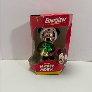 Vtg 2000 Disney Mickey Mouse Christmas Ornament Blown Glass Energizer Giveaway